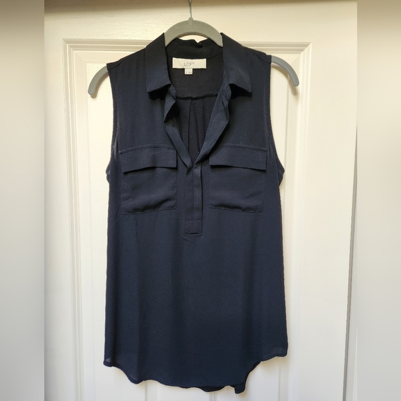 LOFT Tops - LOFT Black Mixed Media Sleeveless Blouse, Size S